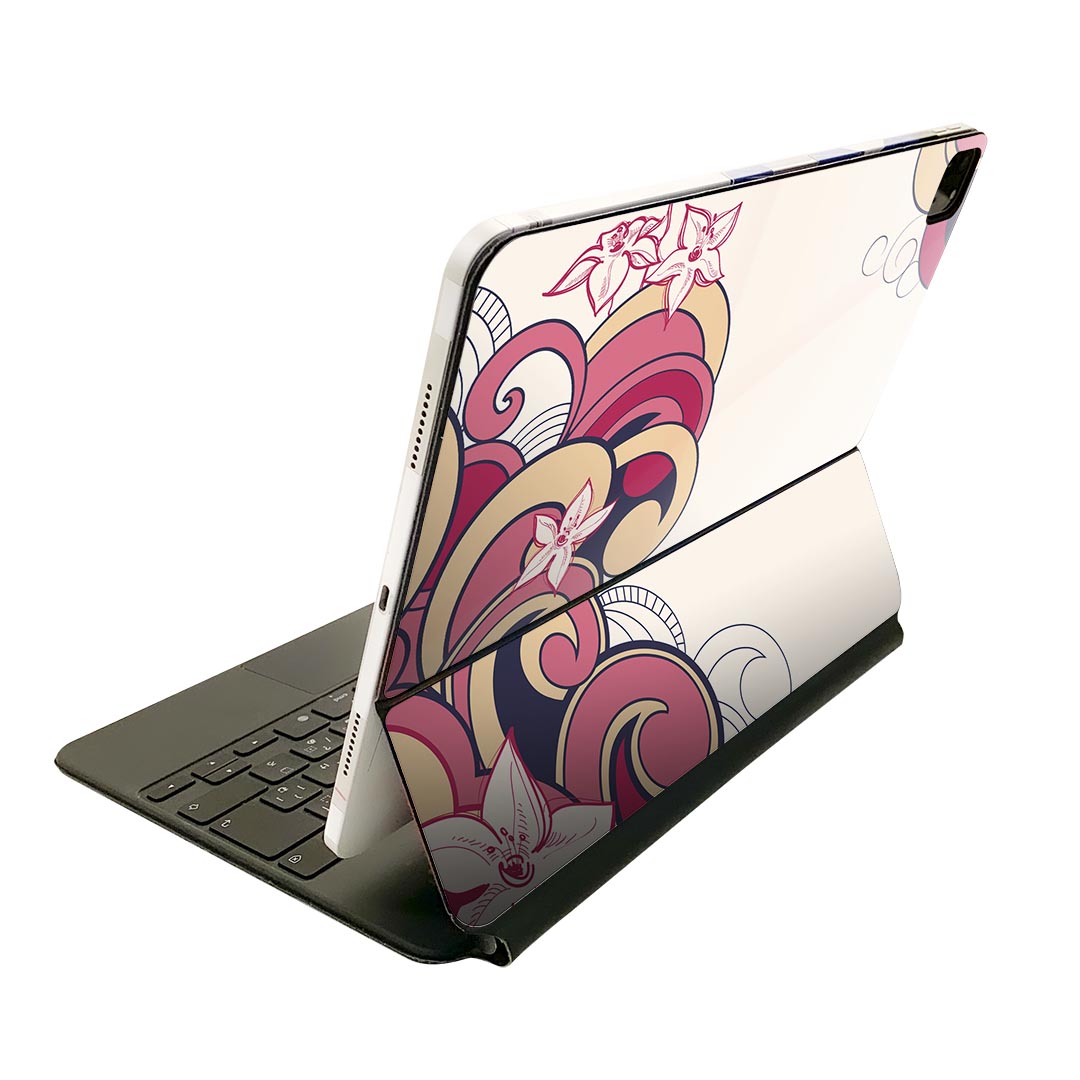 Magic Keyboard 12.9インチ iPad Pro（第4世代、第5世代、第6世代）対応 apple アップル アイパッド　全面スキンシール フル 前面　背面 保護シール 人気 005052 花　ピンク　イラスト