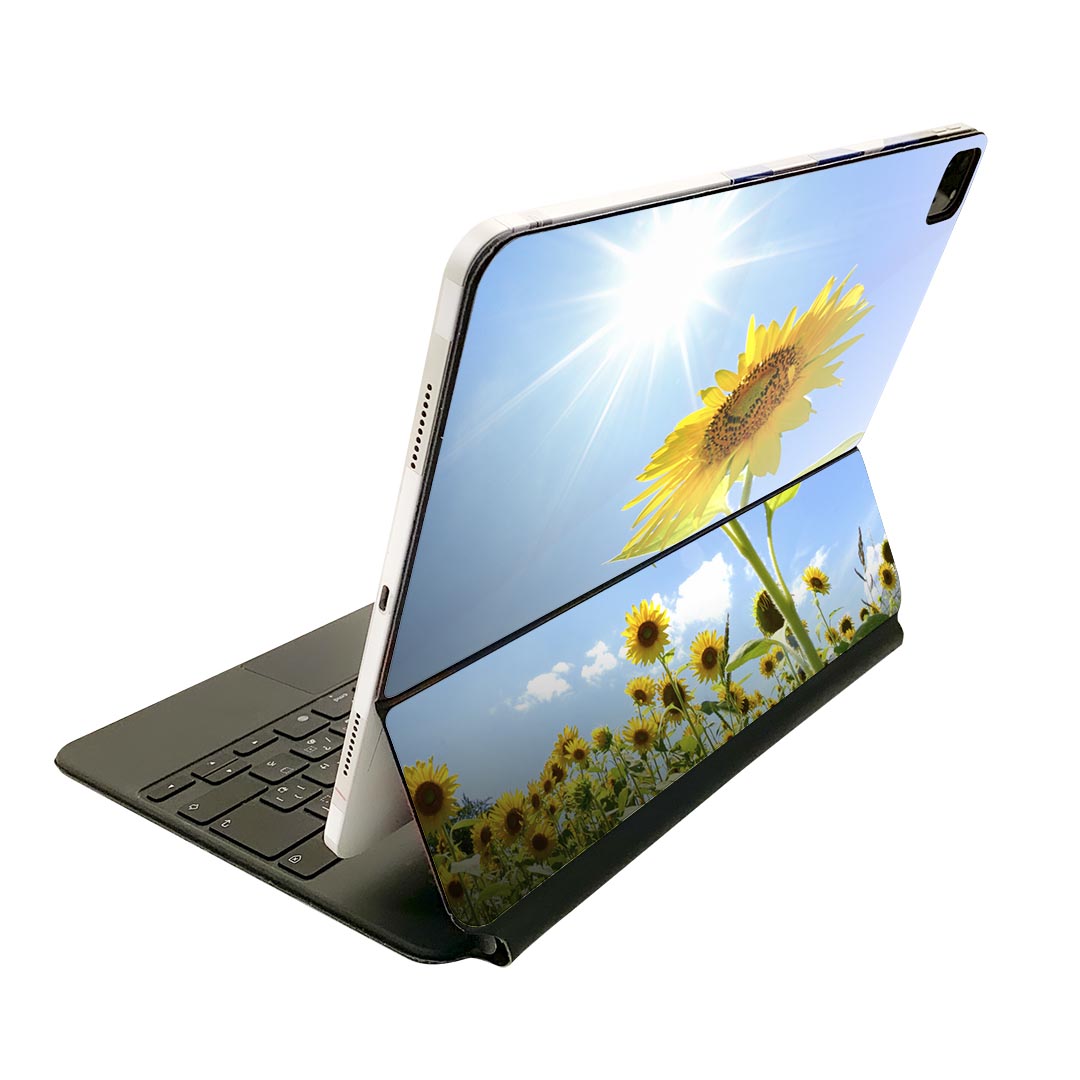 Magic Keyboard 12.9インチ iPad Pro（第4世代、第5世代、第6世代）対応 apple アップル アイパッド 全面スキンシール フル 前面 背面 保護シール 人気 ひまわり 写真 太陽 005089