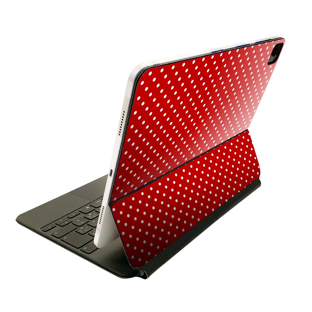 Magic Keyboard 用 スキンシール 11インチ iPad Pro用 第1-4世代 iPad Air 第4-5世代 対応 全面スキンシール フル 前面 背面 保護シール 人気 005172 赤　ドット　水玉