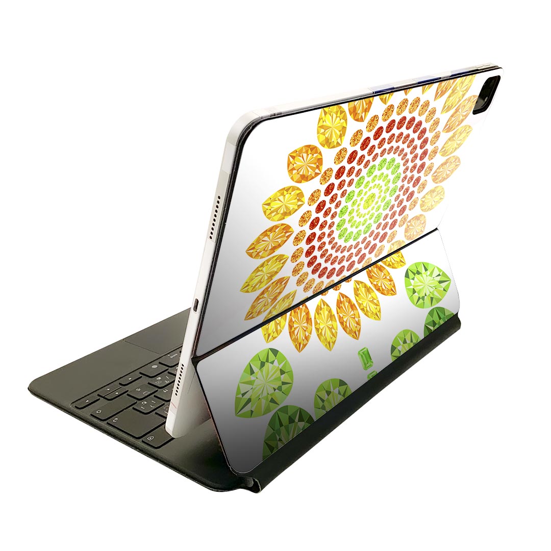 Magic Keyboard 用 スキンシール 11インチ iPad Pro用 第1-4世代 iPad Air 第4-5世代 対応 全面スキンシール フル 前面 背面 保護シール 人気 005195 ひまわり 宝石 イラスト