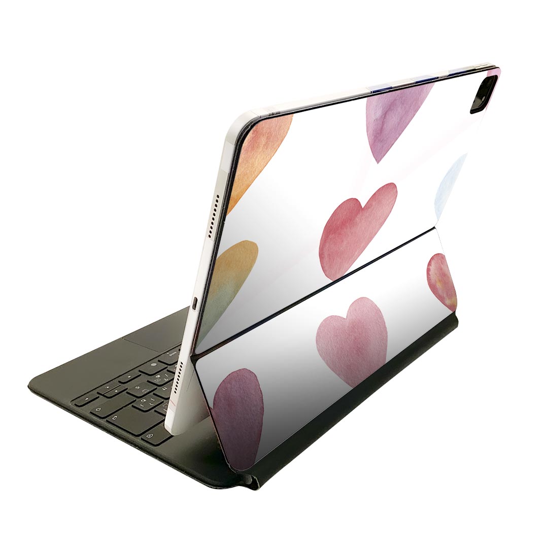Magic Keyboard 12.9インチ iPad Pro（第4世代、第5世代、第6世代）対応 apple アップル アイパッド 全面スキンシール フル 前面 背面 保護シール 人気 ハート　色彩　シンプル 005266