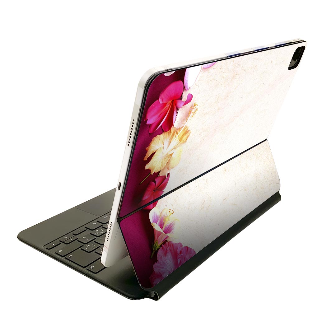 Magic Keyboard 12.9インチ iPad Pro(第4世代、第5世代、第6世代)対応 apple アップル アイパッド 全面スキンシール フル 前面 背面 保護シール 人気 005324 花 ハイビスカス ピンク