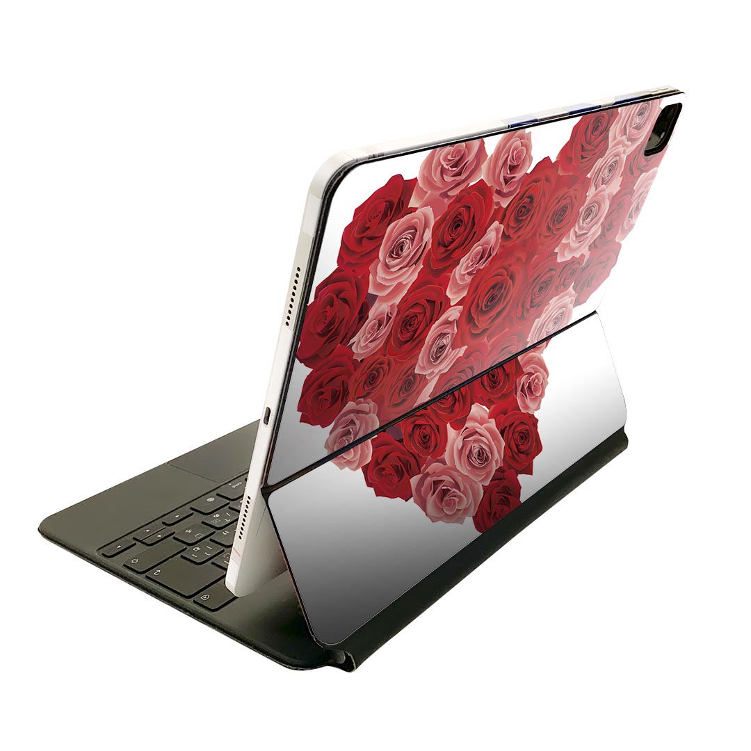 Magic Keyboard 用 スキンシール 11インチ iPad Pro用 第1-4世代 iPad Air 第4-5世代 対応 全面スキンシール フル 前面 背面 保護シール 人気 005389 ハート 花
