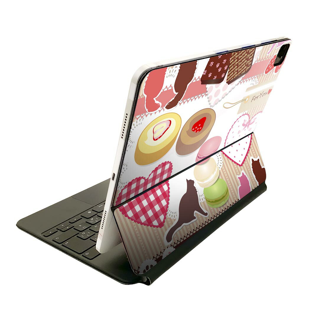 Magic Keyboard 12.9インチ iPad Pro（第4世代、第5世代、第6世代）対応 apple アップル アイパッド 全面スキンシール フル 前面 背面 保護シール 人気 スイーツ 猫 動物 005705