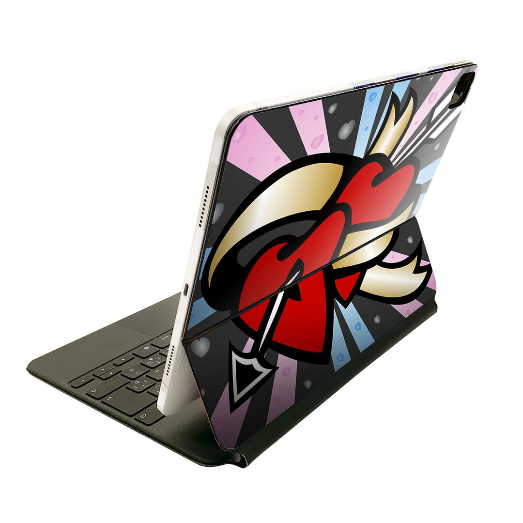 Magic Keyboard 用 スキンシール 11インチ iPad Pro用 第1-4世代 iPad Air 第4-5世代 対応 全面スキンシール フル 前面 背面 保護シール 人気 005833 イラスト ハート 赤