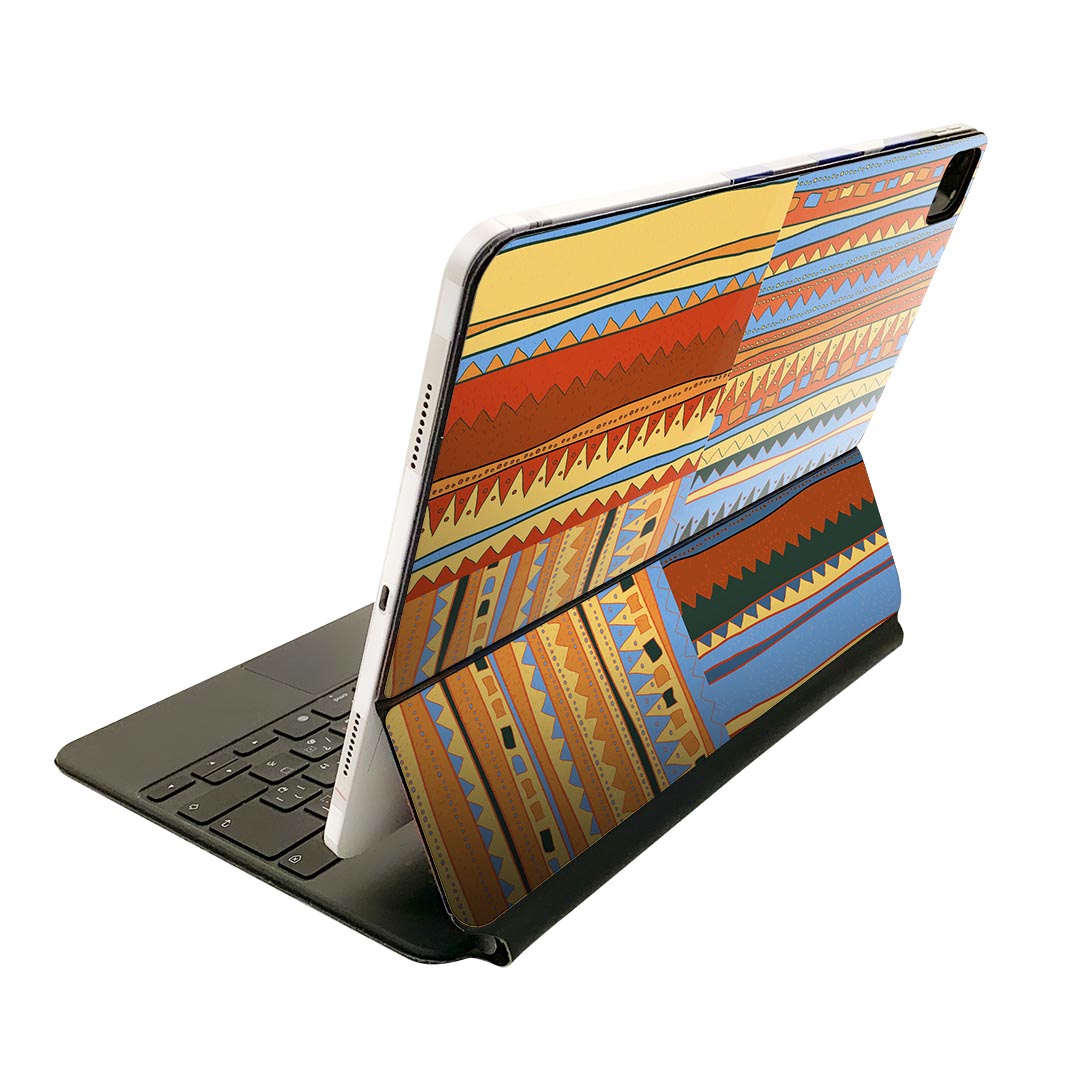 Magic Keyboard 用 スキンシール 11インチ iPad Pro用 第1-4世代 iPad Air 第4-5世代 対応 全面スキンシール フル 前面 背面 保護シール 人気 006042 イエロー　オレンジ　模様