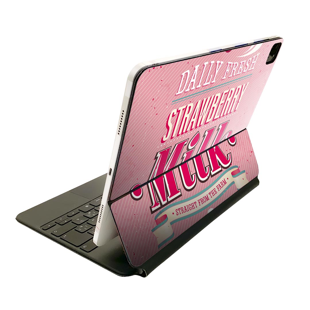 Magic Keyboard 用 スキンシール 11インチ iPad Pro用 第1-4世代 iPad Air 第4-5世代 対応 全面スキンシール フル 前面 背面 保護シール 人気 006184 イチゴ 苺 英語 文字