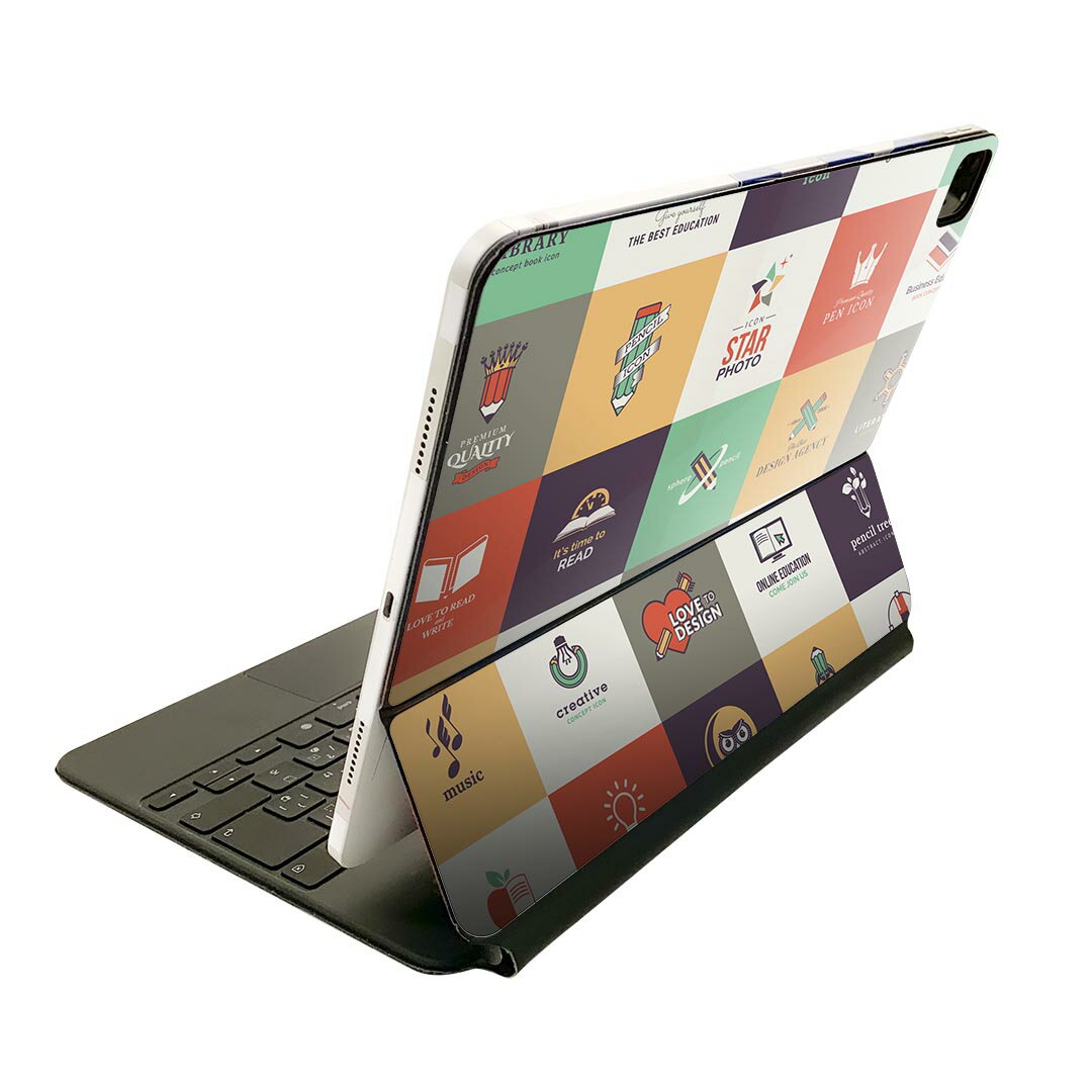 Magic Keyboard 12.9インチ iPad Pro(第4世代、第5世代、第6世代)対応 apple アップル アイパッド 全面スキンシール フル 前面 背面 保護シール 人気 006241 英語 文字 アイコン
