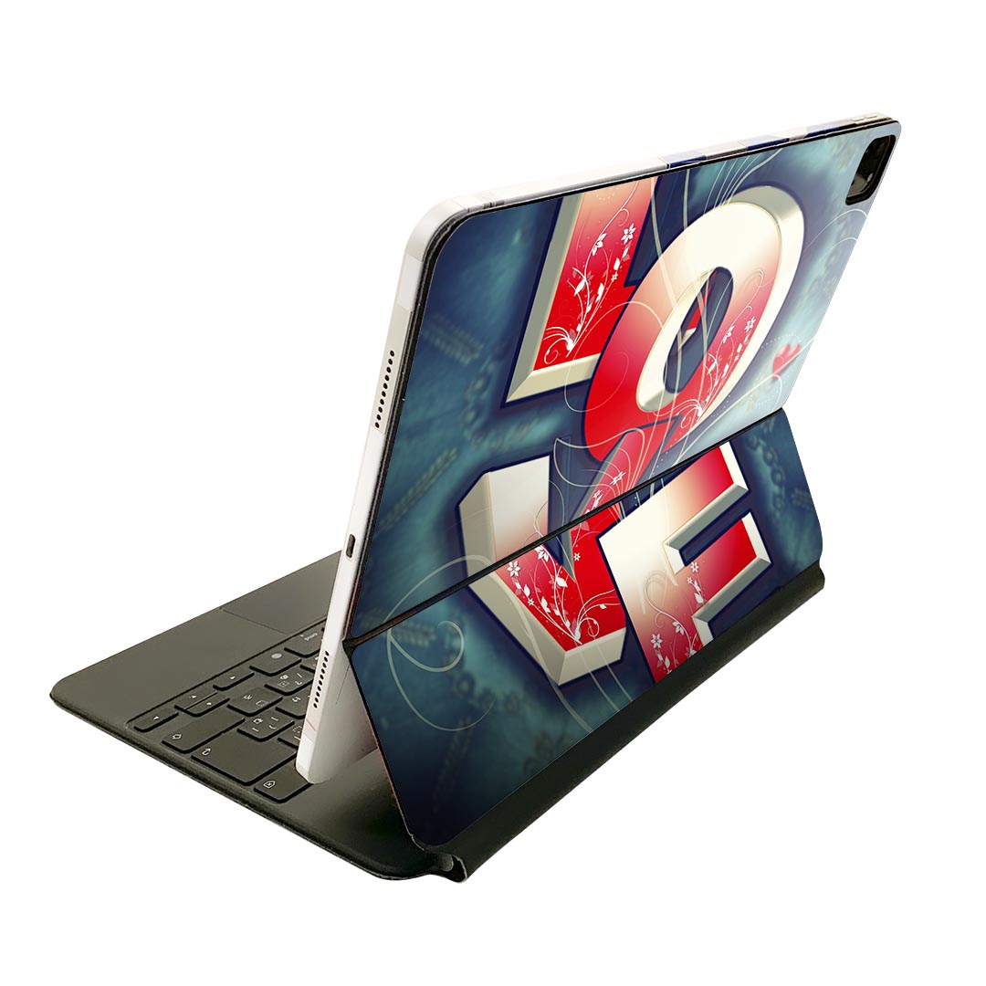 Magic Keyboard 12.9インチ iPad Pro(第4世代、第5世代、第6世代)対応 apple アップル アイパッド 全面スキンシール フル 前面 背面 保護シール 人気 006545 英語 文字 ハート
