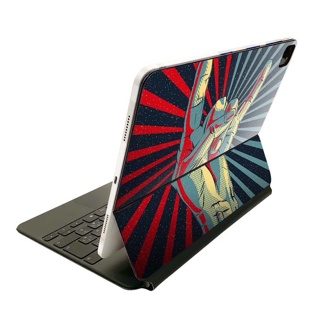 Magic Keyboard 12.9インチ iPad Pro（第4世代、第5世代、第6世代）対応 apple アップル アイパッド　全面スキンシール フル 前面　背面 保護シール 人気 006561 手　イラスト　レトロ