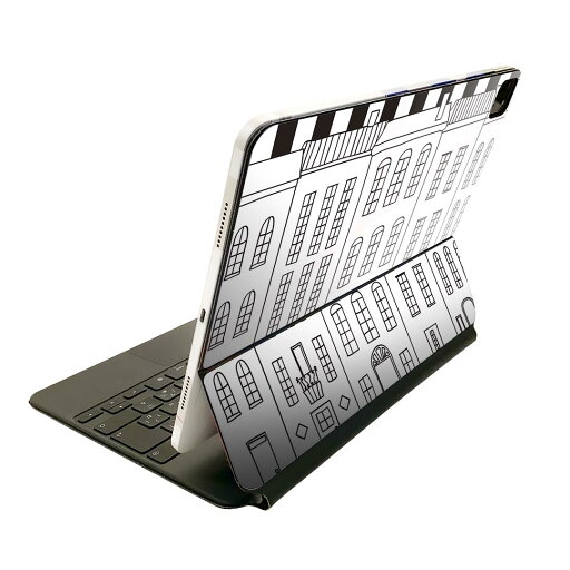 Magic Keyboard 用 スキンシール 11インチ iPad Pro用 第1-4世代 iPad Air 第4-5世代 対応 全面スキンシール フル 前面 背面 保護シール 人気 006889 建物 ストライプ イラスト Magic Keyboard 用 スキンシール 11インチ iPad Pro用 第1-4世代 iPad Air 第4-5世代 対応 全面スキンシール フル 前面 背面 保護シール 人気 006889 建物 ストライプ イラスト