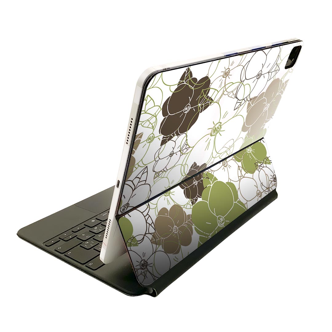 Magic Keyboard 用 スキンシール 11インチ iPad Pro用 第1-4世代 iPad Air 第4-5世代 対応 全面スキンシール フル 前面 背面 保護シール 人気 007018 花 模様