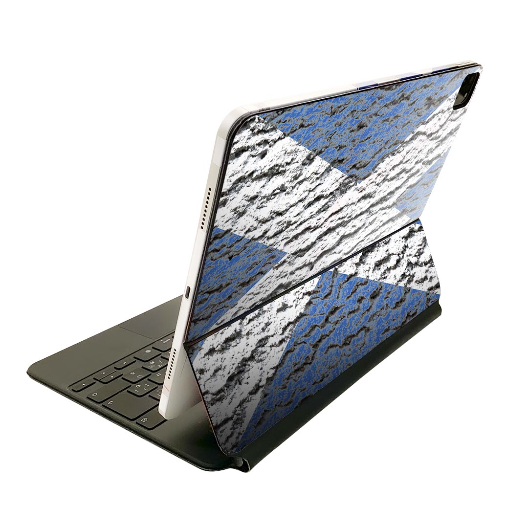 Magic Keyboard 12.9インチ iPad Pro（第4世代、第5世代、第6世代）対応 apple アップル アイパッド　全面スキンシール フル 前面　背面 保護シール 人気 007283 青　ブルー　白　ホワイト　バツ