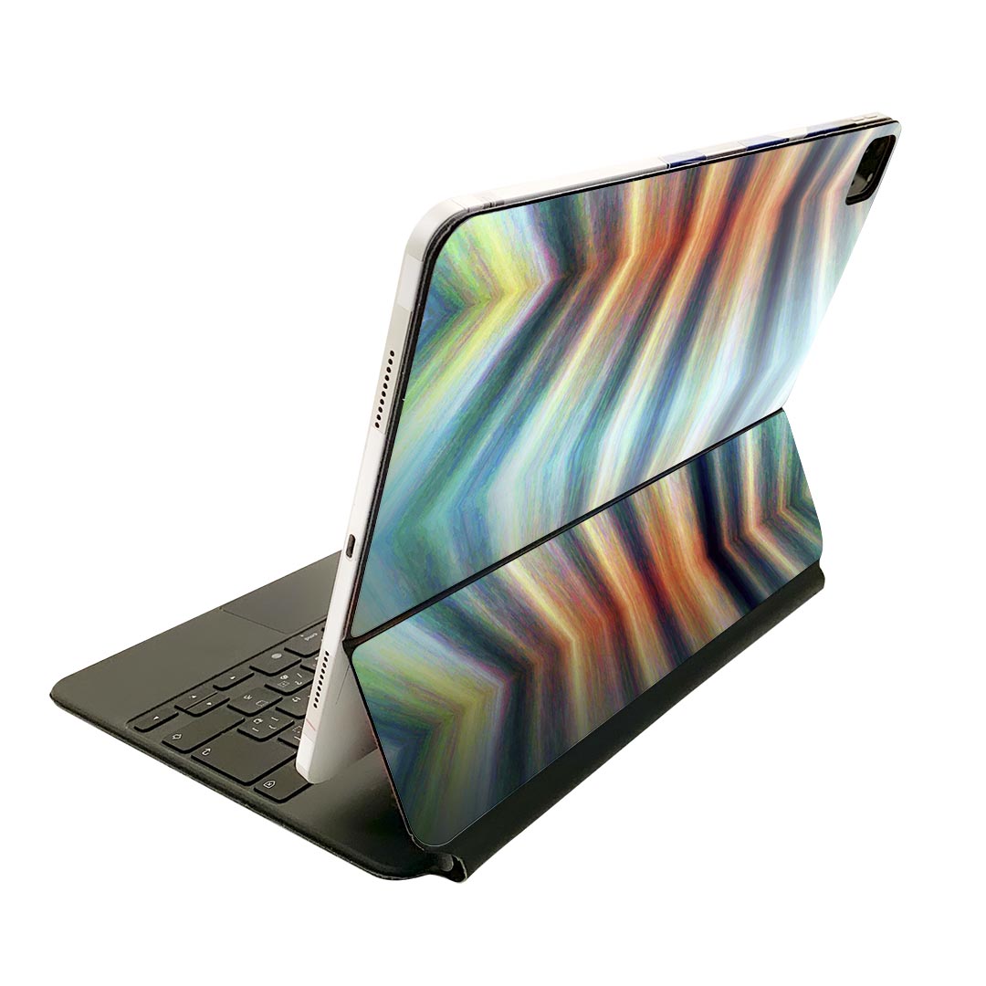 Magic Keyboard 12.9インチ iPad Pro（第4世代、第5世代、第6世代）対応 apple アップル アイパッド 全面スキンシール フル 前面 背面 保護シール 人気 イラスト　模様　水色　ストライプ 007318