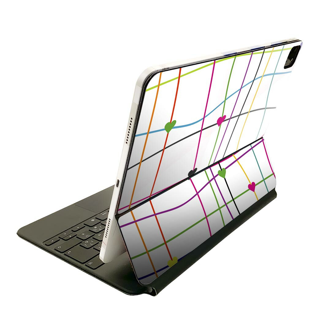 Magic Keyboard 用 スキンシール 11インチ iPad Pro用 第1-4世代 iPad Air 第4-5世代 対応 全面スキンシール フル 前面 背面 保護シール 人気 007507 ハート カラフル 模様