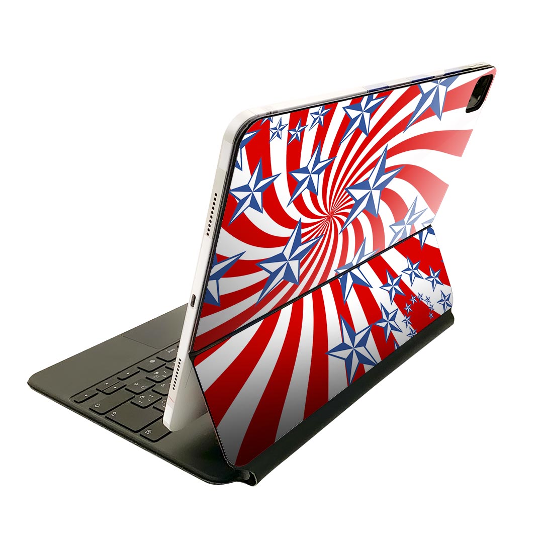 Magic Keyboard 用 スキンシール 11インチ iPad Pro用 第1-4世代 iPad Air 第4-5世代 対応 全面スキンシール フル 前面 背面 保護シール 人気 007539 星 スター 赤 レッド 青 ブルー
