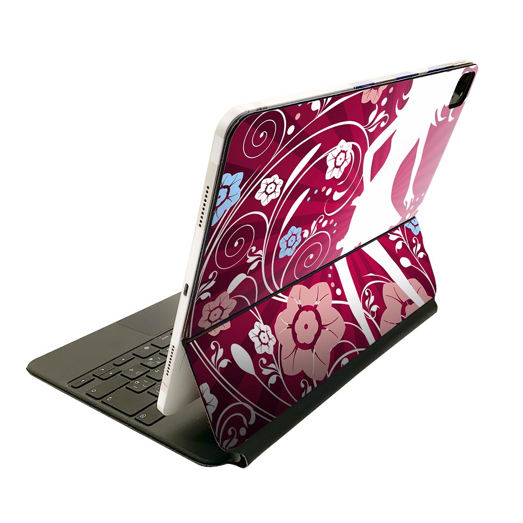 Magic Keyboard 用 スキンシール 11インチ iPad Pro用 第1-4世代 iPad Air 第4-5世代 対応 全面スキンシール フル 前面 背面 保護シール 人気 007548 花 人物 ピンク