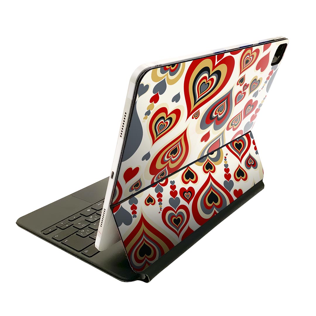 Magic Keyboard 12.9インチ iPad Pro(第4世代、第5世代、第6世代)対応 apple アップル アイパッド 全面スキンシール フル 前面 背面 保護シール 人気 007590 ハート 赤 レッド 模様