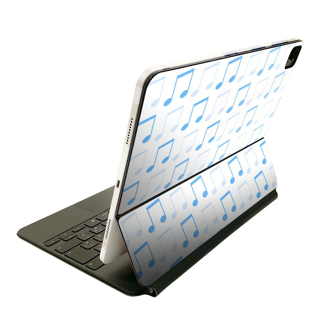 Magic Keyboard 用 スキンシール 11インチ iPad Pro用 第1-4世代 iPad Air 第4-5世代 対応 全面スキンシール フル 前面 背面 保護シール 人気 007640 音符 模様 水色