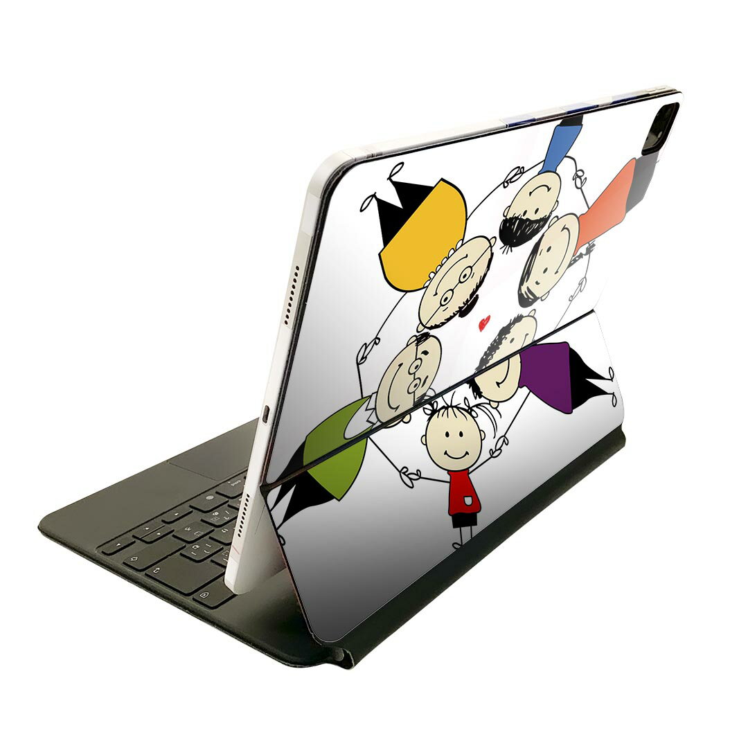 Magic Keyboard 用 スキンシール 11インチ iPad Pro用 第1-4世代 iPad Air 第4-5世代 対応 全面スキンシール フル 前面 背面 保護シール 人気 007692 人物　イラスト　家族