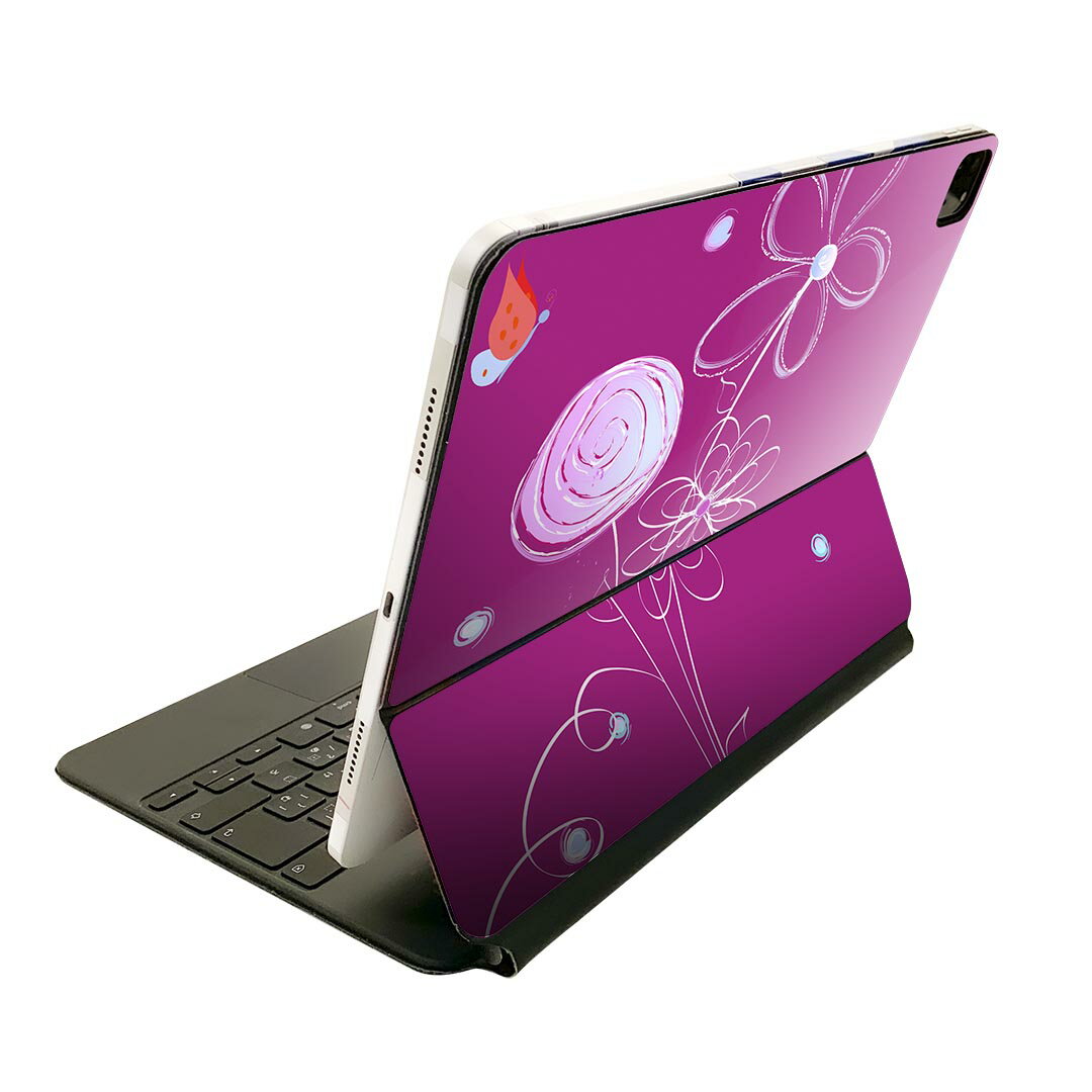 Mobile Phone - Magic Keyboard 12.9インチ iPad Pro（第4世代、第5世代、第6世代）対応 apple アップル アイパッド 全面スキンシール フル 前面 背面 保護シール 人気 花　　ピンク 007732