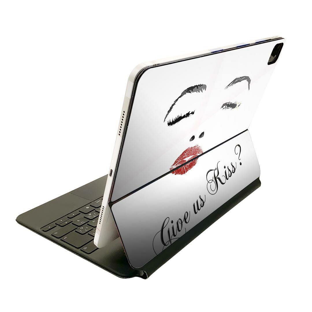 Magic Keyboard 用 スキンシール 11インチ iPad Pro用 第1-4世代 iPad Air 第4-5世代 対応 全面スキンシール フル 前面 背面 保護シール 人気 007864 文字 英語 顔 赤 レッド