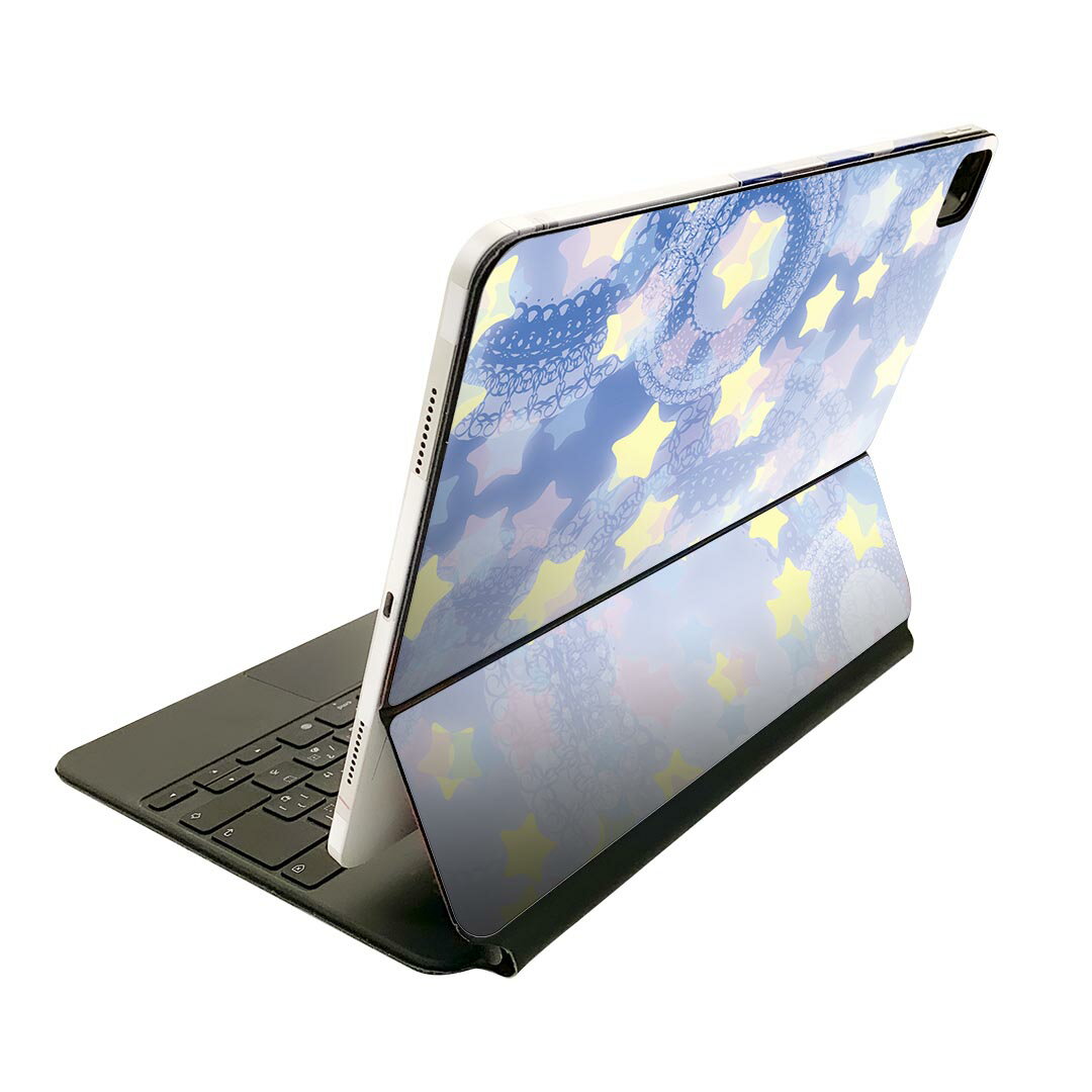 Magic Keyboard 12.9インチ iPad Pro（第4世代、第5世代、第6世代）対応 apple アップル アイパッド　全面スキンシール フル 前面　背面 保護シール 人気 007992 星　スター　レース　模様　パステル
