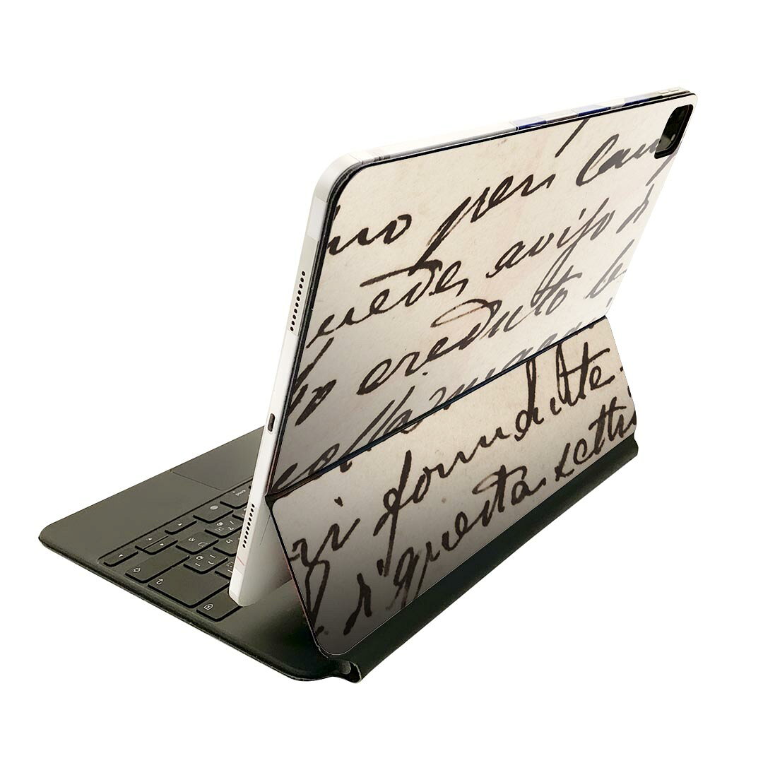 Magic Keyboard 12.9インチ iPad Pro（第4世代、第5世代、第6世代）対応 apple アップル アイパッド　全面スキンシール フル 前面　背面 保護シール 人気 008103 英語　文字　手紙　写真
