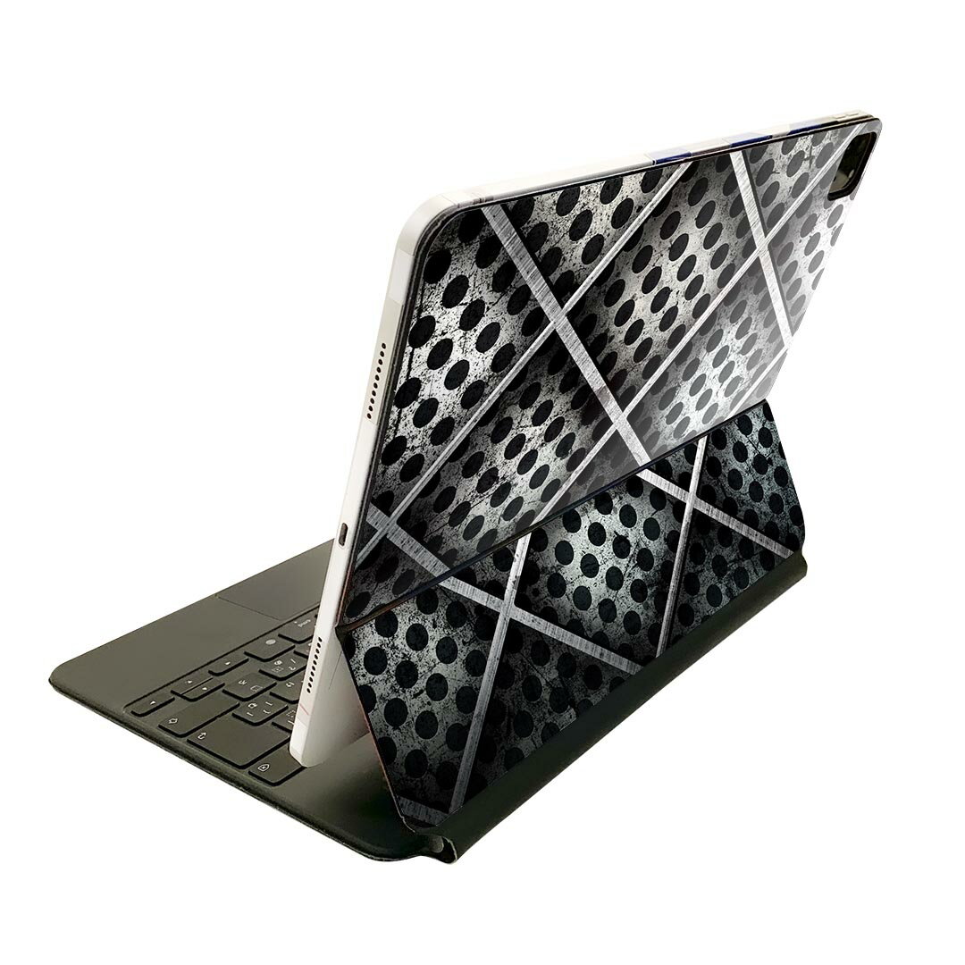 樂天商城 - Magic Keyboard 12.9インチ iPad Pro（第4世代、第5世代、第6世代）対応 apple アップル アイパッド　全面スキンシール フル 前面　背面 保護シール 人気 008159 格子　鉄　模様