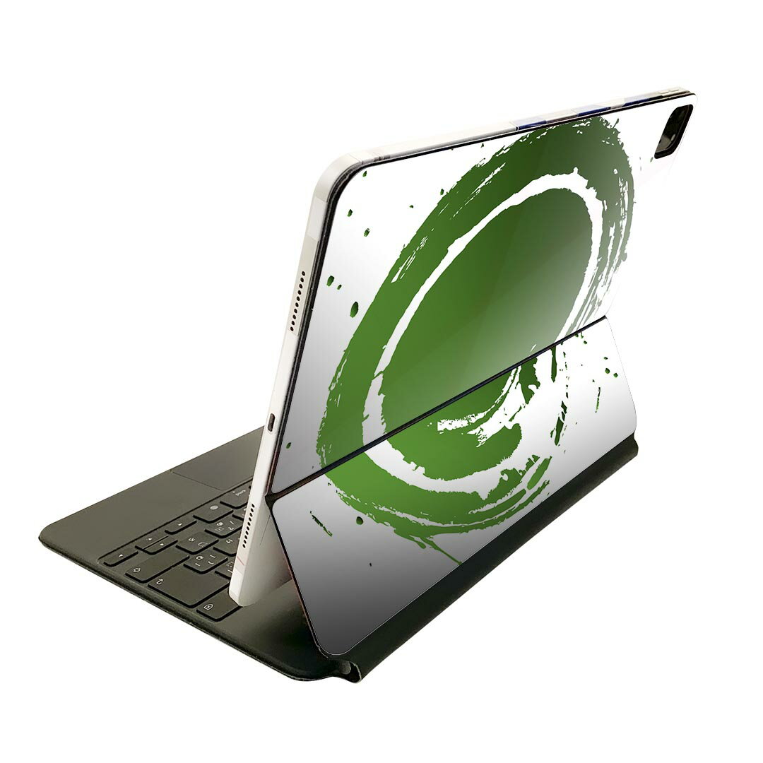 Magic Keyboard 用 スキンシール 11インチ iPad Pro用 第1-4世代 iPad Air 第4-5世代 対応 全面スキンシール フル 前面 背面 保護シール 人気 008411 インク　ペンキ　緑　グリーン