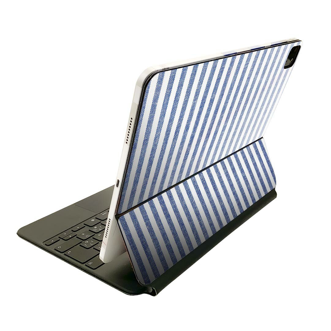 Magic Keyboard 12.9インチ iPad Pro（第4世代、第5世代、第6世代）対応 apple アップル アイパッド　全面スキンシール フル 前面　背面 保護シール 人気 008426 青　ブルー　ストライプ　模様