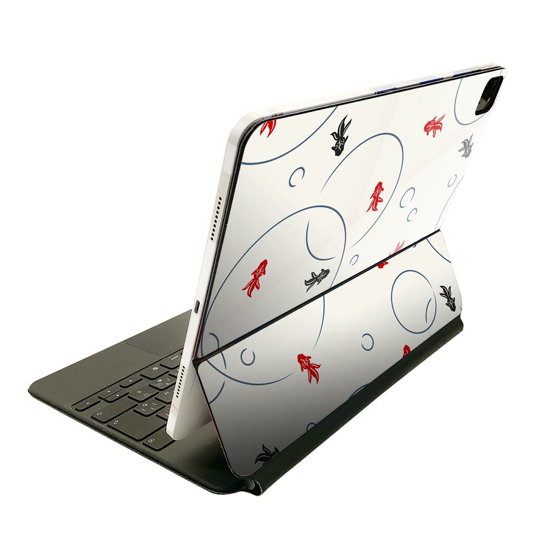 Magic Keyboard 用 スキンシール 11インチ iPad Pro用 第1-4世代 iPad Air 第4-5世代 対応 全面スキンシール フル 前面 背面 保護シール 人気 008432 夏 金魚 赤 レッド 模様