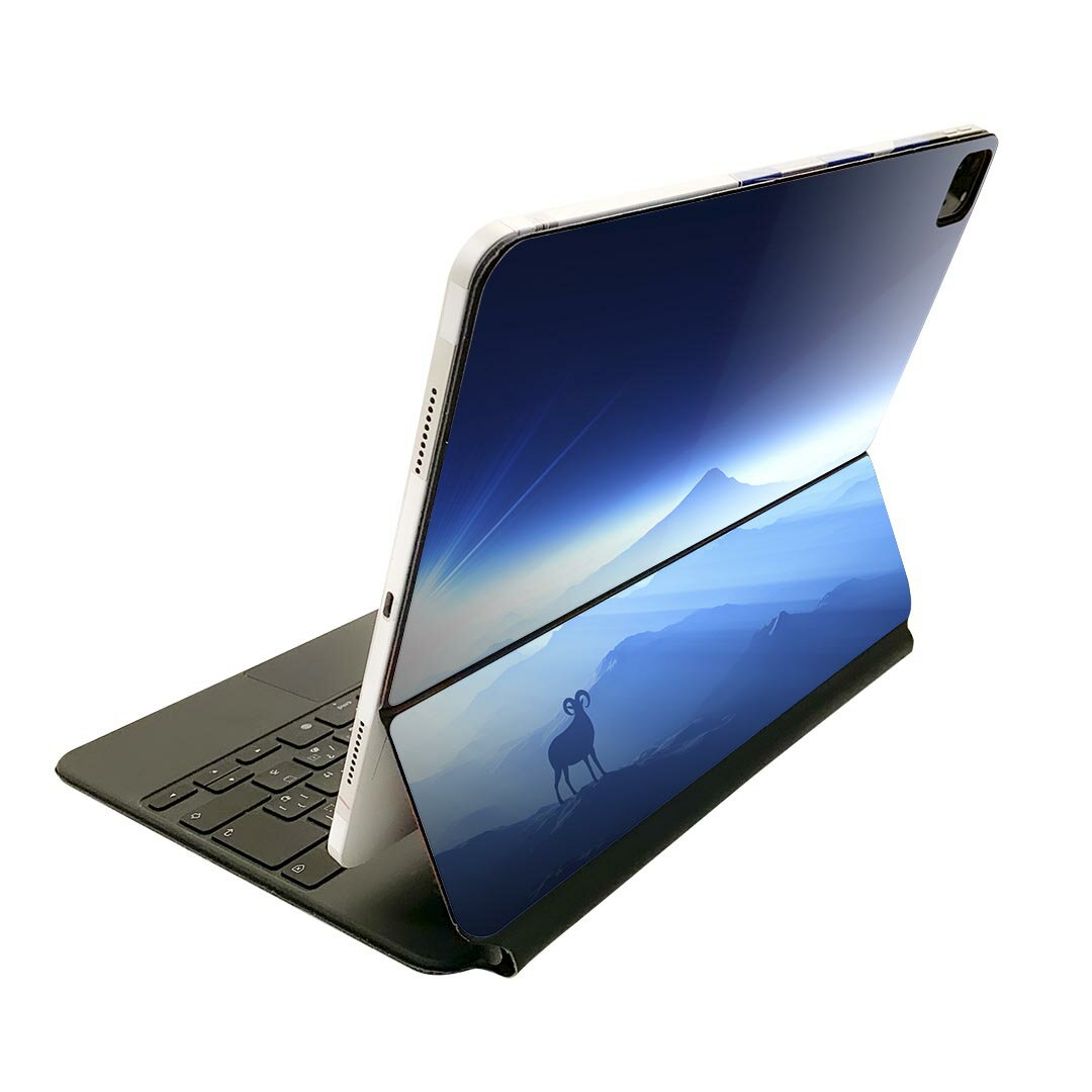 Magic Keyboard 12.9インチ iPad Pro（第4世代、第5世代、第6世代）対応 apple アップル アイパッド 全面スキンシール フル 前面 背面 保護シール 人気 風景　山　朝日　青　ブルー 008459