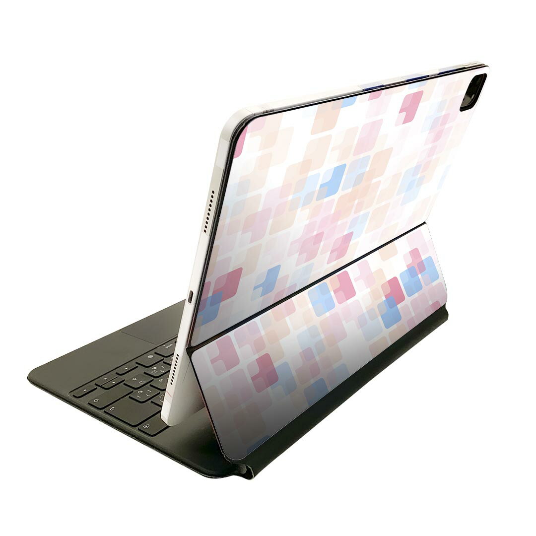 Magic Keyboard 12.9インチ iPad Pro（第4世代、第5世代、第6世代）対応 apple アップル アイパッド 全面スキンシール フル 前面 背面 保護シール 人気 パステル　模様　四角 008560