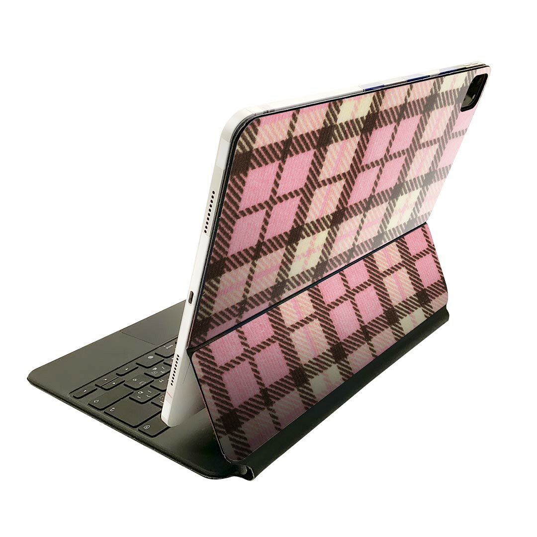 Magic Keyboard 用 スキンシール 11インチ iPad Pro用 第1-4世代 iPad Air 第4-5世代 対応 全面スキンシール フル 前面 背面 保護シール 人気 008701 ピンク　チェック　模様