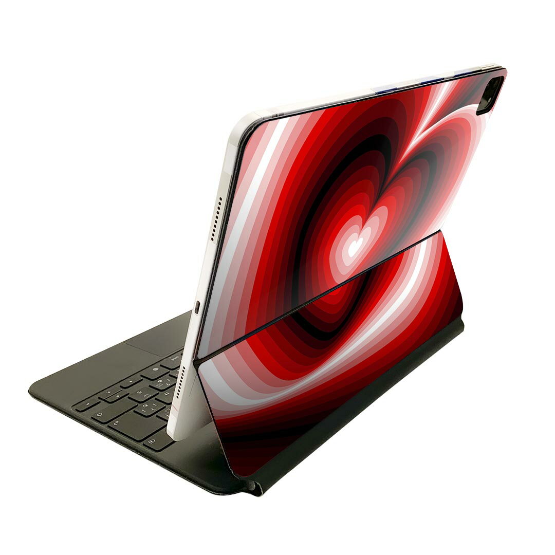 Magic Keyboard 12.9インチ iPad Pro(第4世代、第5世代、第6世代)対応 apple アップル アイパッド 全面スキンシール フル 前面 背面 保護シール 人気 008728 ハート 赤 レッド 黒 ブラック