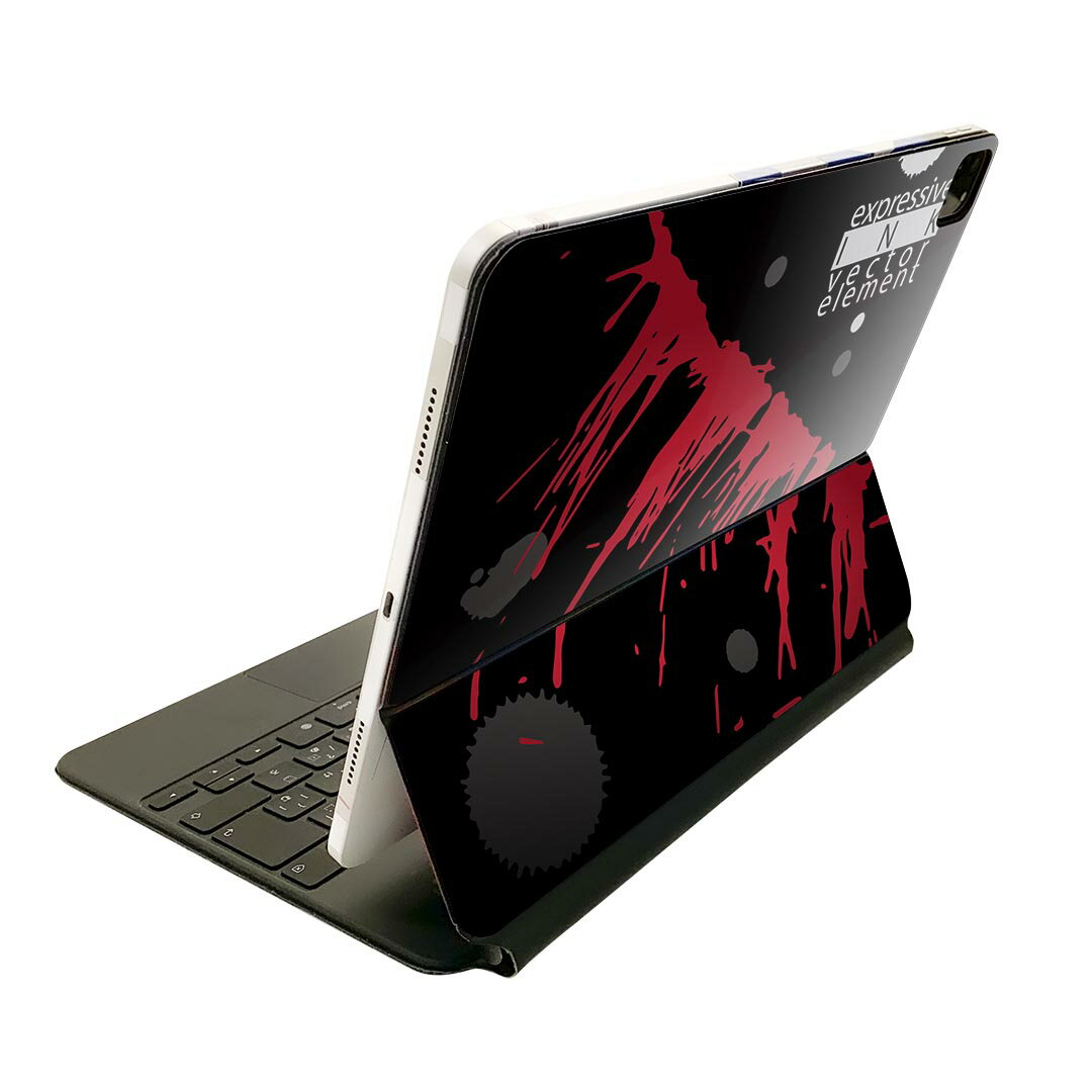 Magic Keyboard 12.9インチ iPad Pro(第4世代、第5世代、第6世代)対応 apple アップル アイパッド 全面スキンシール フル 前面 背面 保護シール 人気 黒 ブラック 赤 レッド インク 008734