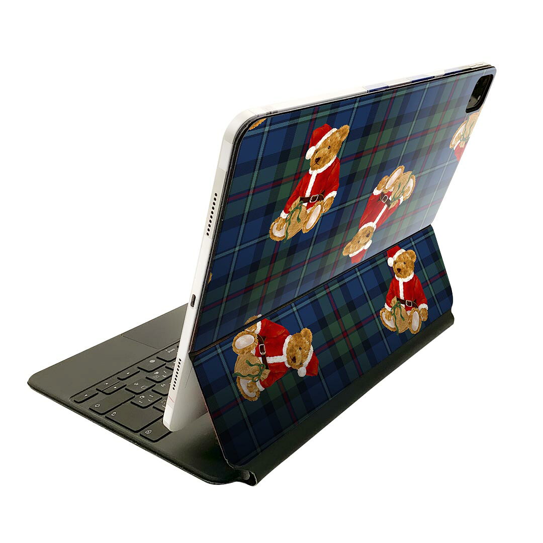 Magic Keyboard 12.9インチ iPad Pro（第4世代、第5世代、第6世代）対応 apple アップル アイパッド 全面スキンシール フル 前面 背面 保護シール 人気 チェック　熊 008771