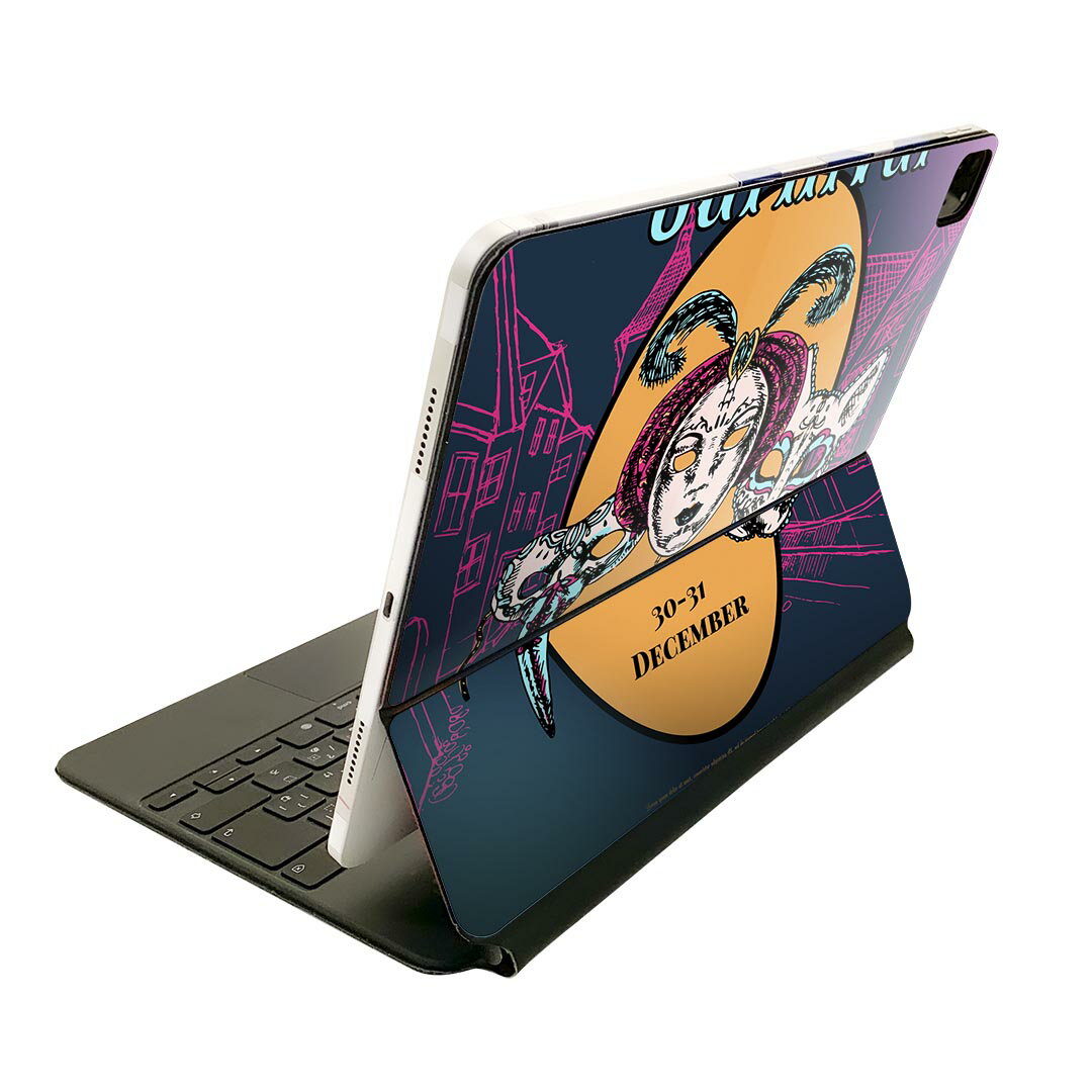 Magic Keyboard 用 スキンシール 11インチ iPad Pro用 第1-4世代 iPad Air 第4-5世代 対応 全面スキンシール フル 前面 背面 保護シール 人気 008782 仮面　カーニバル　イラスト