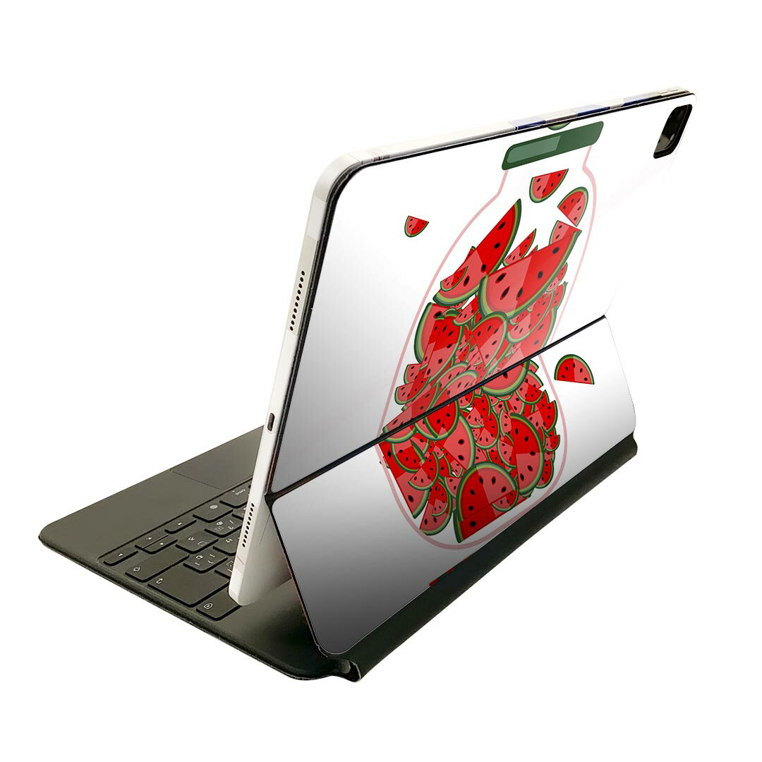Magic Keyboard 用 スキンシール 11インチ iPad Pro用 第1-4世代 iPad Air 第4-5世代 対応 全面スキンシール フル 前面 背面 保護シール 人気 009177 果物　赤　スイカ