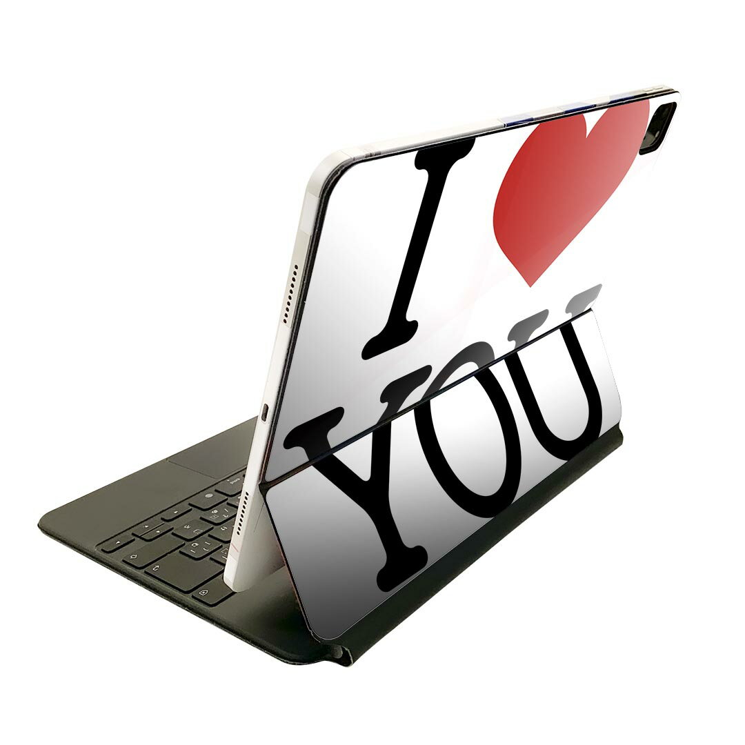 Magic Keyboard 12.9インチ iPad Pro（第4世代、第5世代、第6世代）対応 apple アップル アイパッド 全面スキンシール フル 前面 背面 保護シール 人気 英語　ハート　LOVE 009274