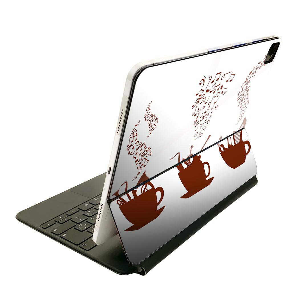 Magic Keyboard 用 スキンシール 11インチ iPad Pro用 第1-4世代 iPad Air 第4-5世代 対応 全面スキンシール フル 前面 背面 保護シール 人気 009488 音楽 音符 モノクロ
