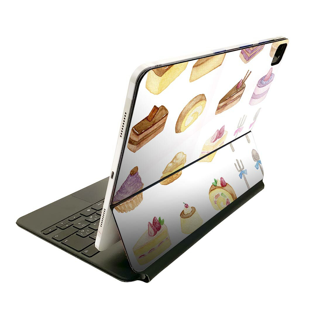 Magic Keyboard 12.9インチ iPad Pro（第4世代、第5世代、第6世代）対応 apple アップル アイパッド 全面スキンシール フル 前面 背面 保護シール 人気 デザート　食べ物　水彩 009633