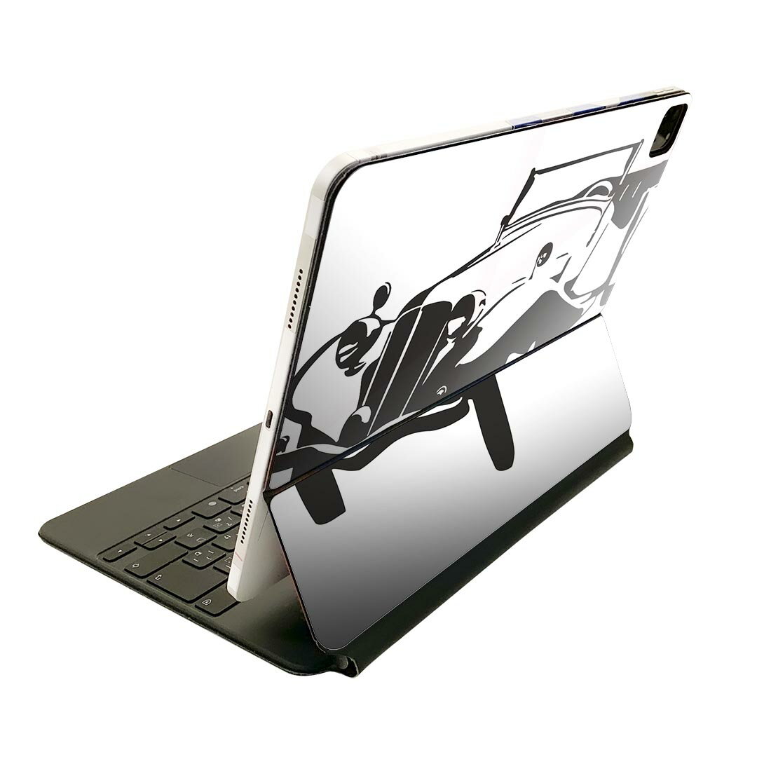 Magic Keyboard 用 スキンシール 11インチ iPad Pro用 第1-4世代 iPad Air 第4-5世代 対応 全面スキンシール フル 前面 背面 保護シール 人気 009643 車 モノクロ 白 黒