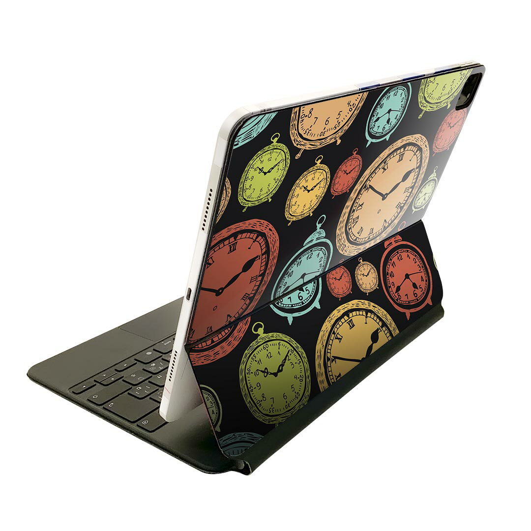Magic Keyboard 用 スキンシール 11インチ iPad Pro用 第1-4世代 iPad Air 第4-5世代 対応 全面スキンシール フル 前面 背面 保護シール 人気 009701 時計 アンティーク