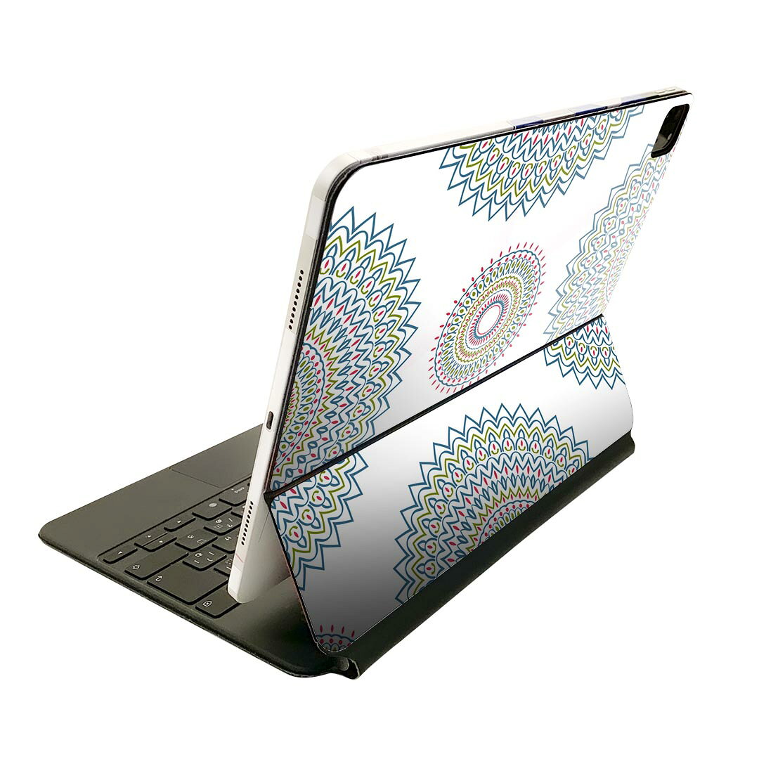 Magic Keyboard 用 スキンシール 11インチ iPad Pro用 第1-4世代 iPad Air 第4-5世代 対応 全面スキンシール フル 前面 背面 保護シール 人気 010099 アジアン　模様　緑