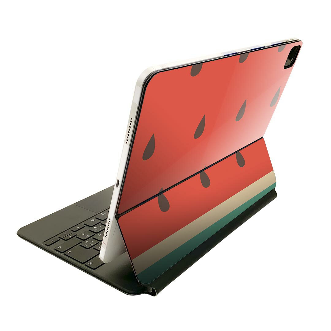 Magic Keyboard 用 スキンシール 11インチ iPad Pro用 第1-4世代 iPad Air 第4-5世代 対応 全面スキンシール フル 前面 背面 保護シール 人気 010433 果物　スイカ　赤　緑
