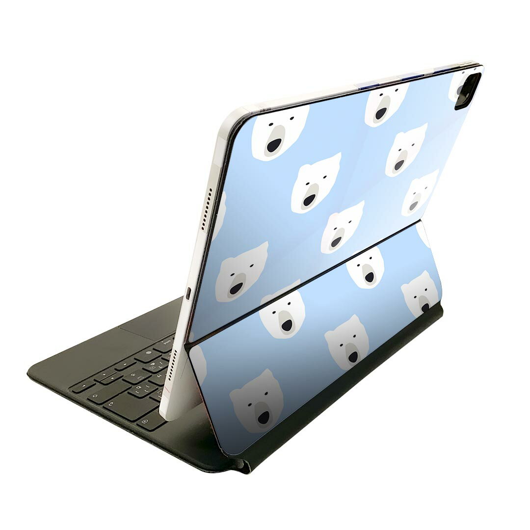 Magic Keyboard 用 スキンシール 11インチ iPad Pro用 第1-4世代 iPad Air 第4-5世代 対応 全面スキンシール フル 前面 背面 保護シール 人気 010487 動物　熊　青