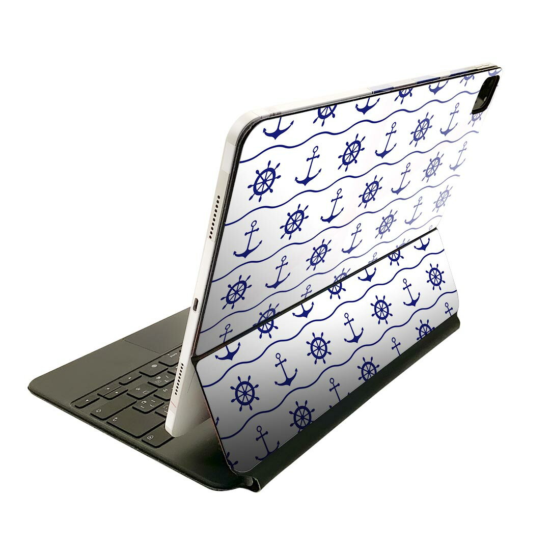 Magic Keyboard 用 スキンシール 11インチ iPad Pro用 第1-4世代 iPad Air 第4-5世代 対応 全面スキンシール フル 前面 背面 保護シール 人気 010537 海　碇マーク　青