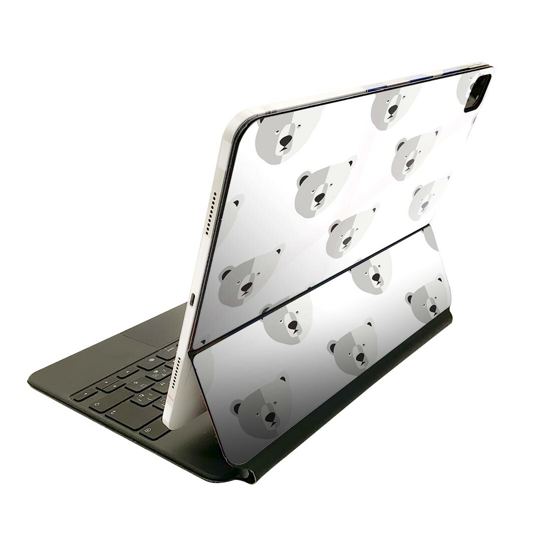 Magic Keyboard 用 スキンシール 11インチ iPad Pro用 第1-4世代 iPad Air 第4-5世代 対応 全面スキンシール フル 前面 背面 保護シール 人気 010541 くま 動物 白